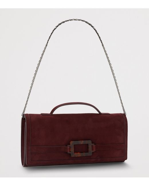 Roger Vivier Red Suede Belle Vivier Top-Handle Bag
