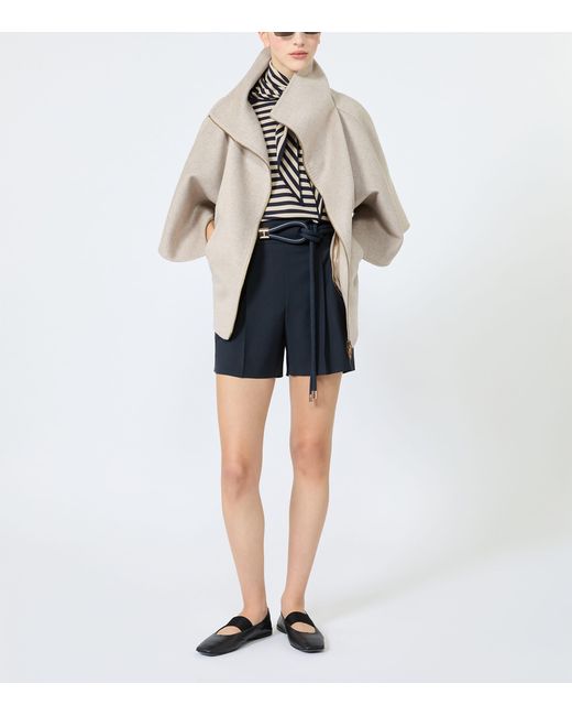 Max Mara Natural Cashmere Cape-Sleeve Jacket