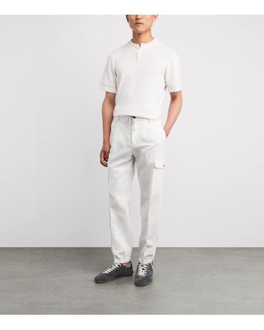 Eleventy White Cotton Cargo Trousers for men
