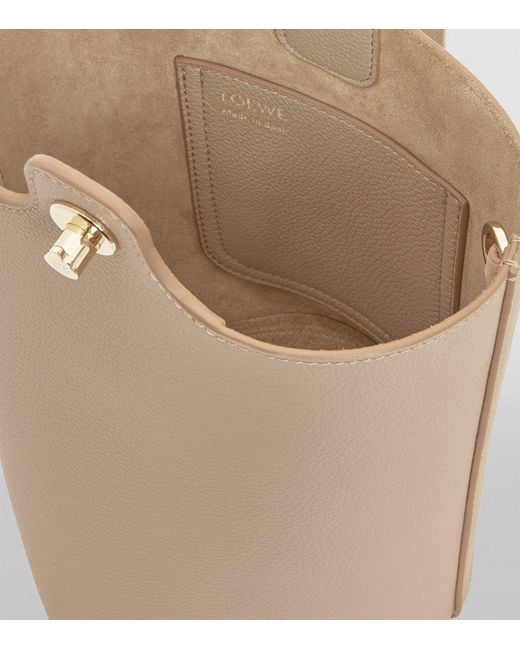 Loewe Natural Mini Leather Pebble Bucket Bag