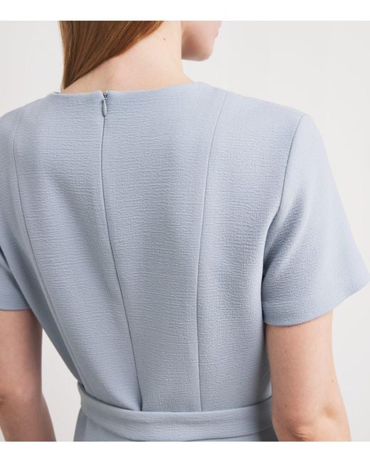 Kiton Blue Stretch-Virgin Wool Midi Shift Dress