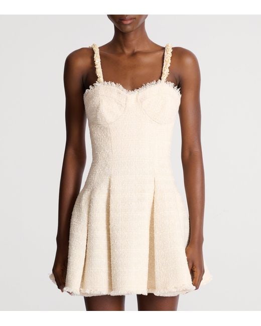 Balmain Natural Conchiglie Pleated Tweed Mini Dress