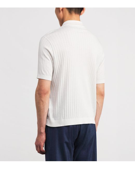 Paul & Shark White Piuma Cotton Ribbed Polo Shirt for men