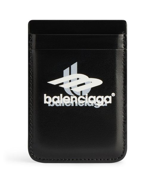 Balenciaga Black Calfskin Phone Card Holder for men