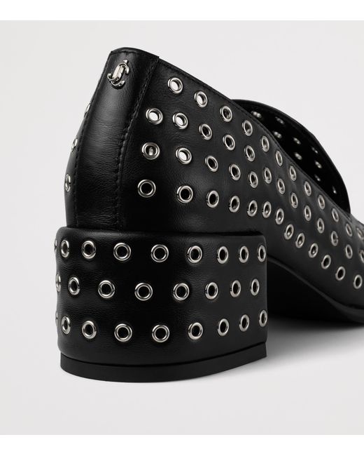 Jimmy Choo Black Eliot 45 Nappa Heeled Loafers
