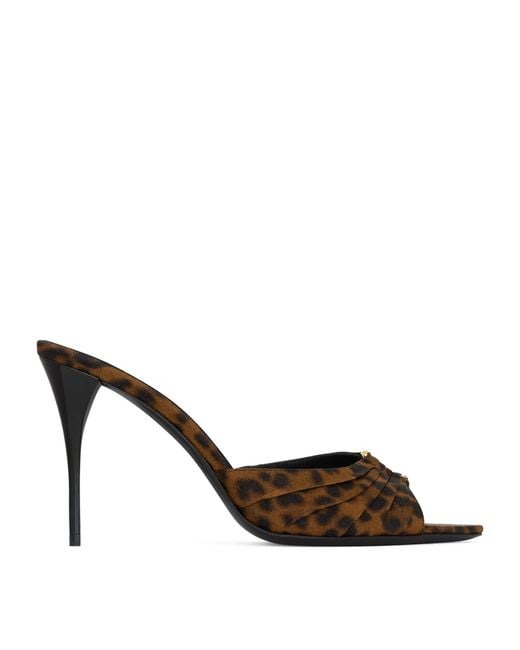 Saint Laurent Brown Leopard Print Leather Babylone Sandals 90