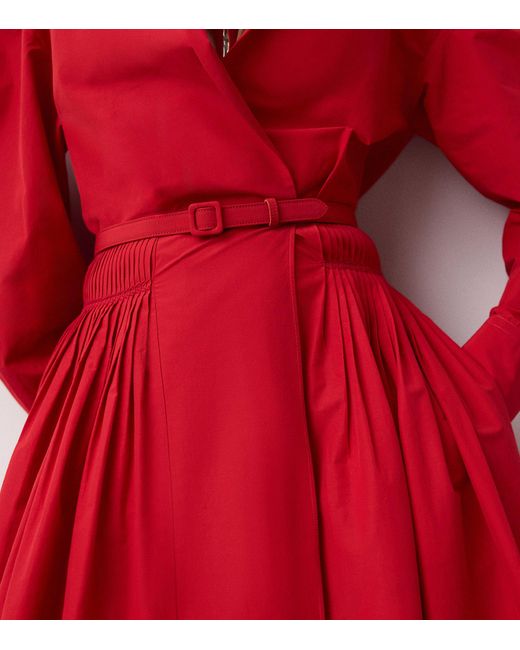 Ralph Lauren Red Cotton-Blend Poplin Daley Maxi Shirt Dress