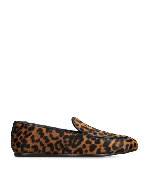 Stuart Weitzman Brown Suede Leopard Brooks Loafers
