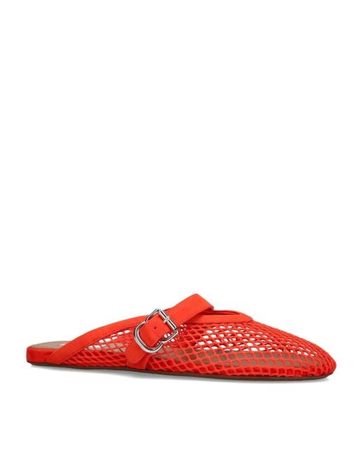 Alaïa Red Suede Fishnet Mules