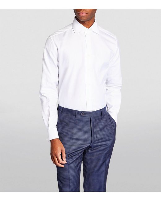 Corneliani White Cotton Twill Long-sleeve Shirt for men