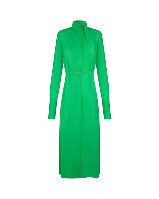 Tom Ford Green Silk Shirt Maxi Dress