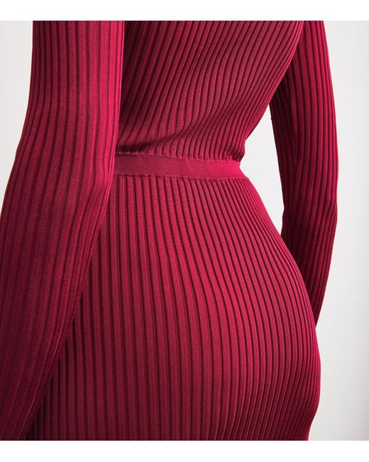 Self-Portrait Red Button-Detail Midi Dress