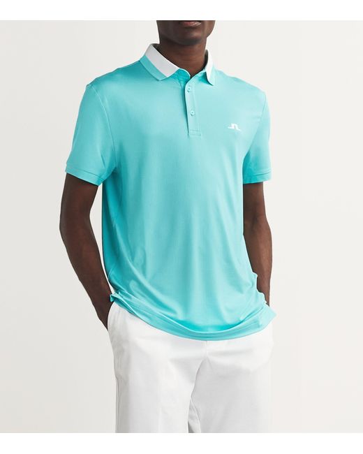 J.Lindeberg Blue Short-sleeve Benji Polo Shirt for men
