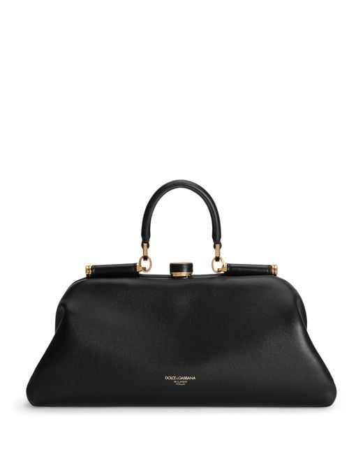 Dolce & Gabbana Black Medium Leather Grandma Top-Handle Bag
