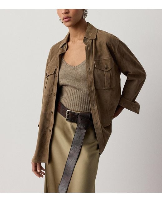 Ralph Lauren Brown Suede Landry Shirt