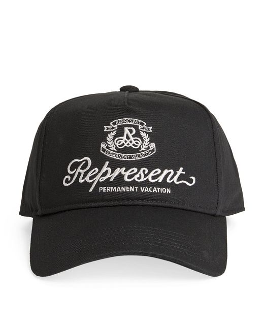 Represent Black Embroidered Permanent Vacation Cap for men