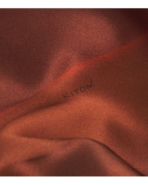 Kiton Red Silk Drawstring Trousers