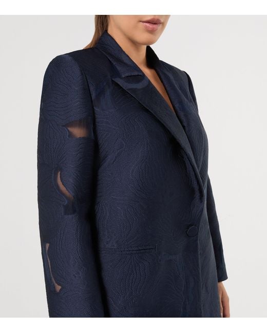 Marina Rinaldi Blue Floral Jacquard Blazer