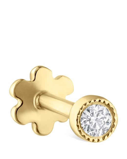Maria Tash Metallic Scalloped Set Diamond Threaded Stud Earring