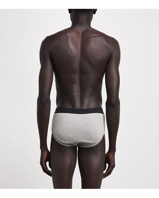 Tom Ford Gray Stretch-Cotton Logo Briefs for men