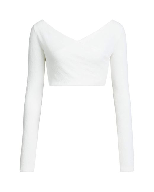 Alaïa White Crepe Draped Crop Top