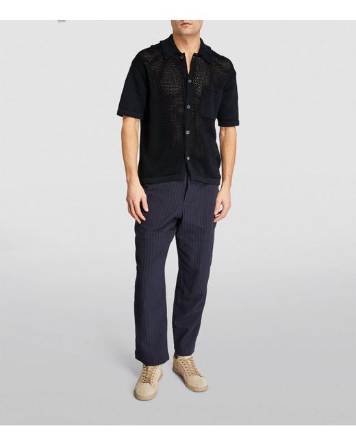 Oliver Spencer Black Cotton Mesh-knit Shirt for men