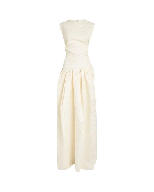 Sandra Mansour White Silk-blend Crescent Gown