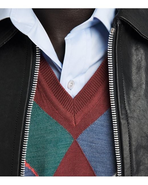 Vivienne Westwood Blue Wool-Cotton Argyle Sweater Vest for men
