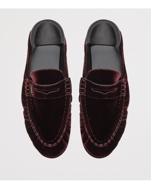 Saint Laurent Red Velvet Le Loafer Mules