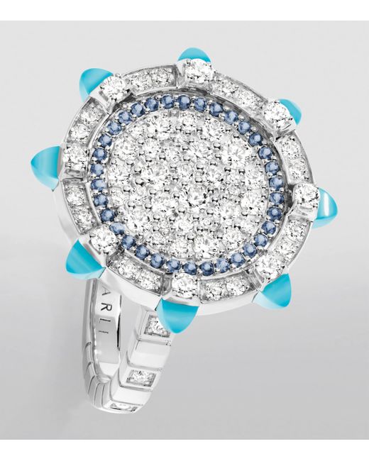 Marli New York Blue Diamond, Sapphire And Chalcedony Tip-Top Statement Ring