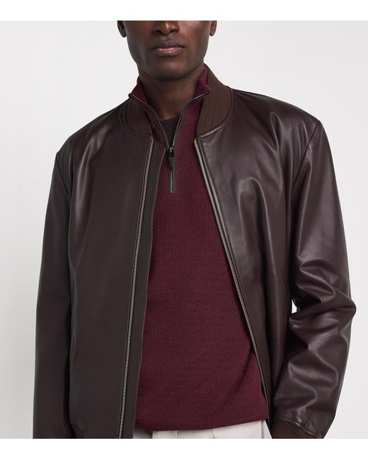 Canali Red Virgin Wool-Cashmere Quarter-Zip Sweater for men