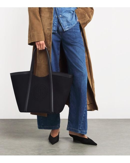 Harrods Black Large Canvas-Leather Embossed Tote Bag
