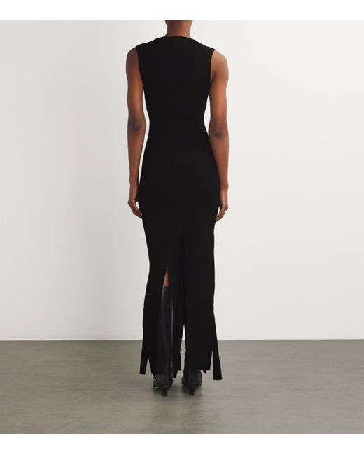 Victoria Beckham Black Sleeveless Plait-Detail Maxi Dress