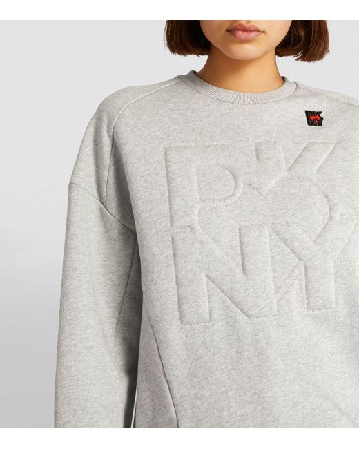 DKNY Gray Cotton Logo Sweatshirt