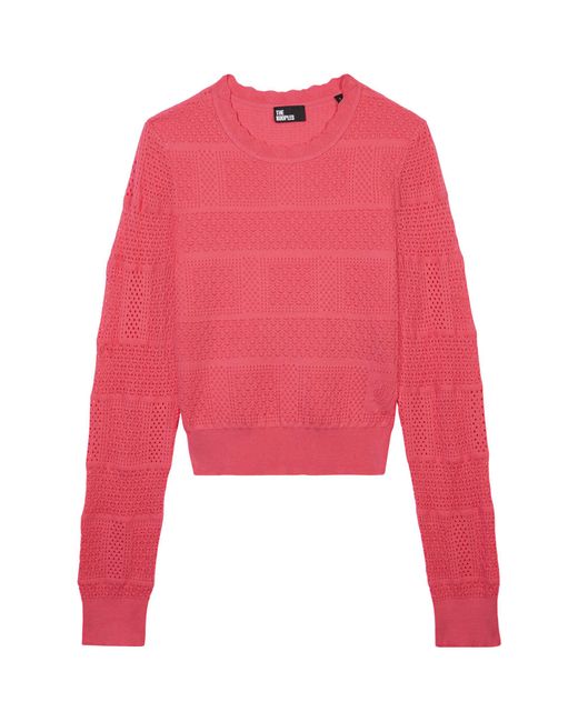The Kooples Red Openwork-knit Sweater
