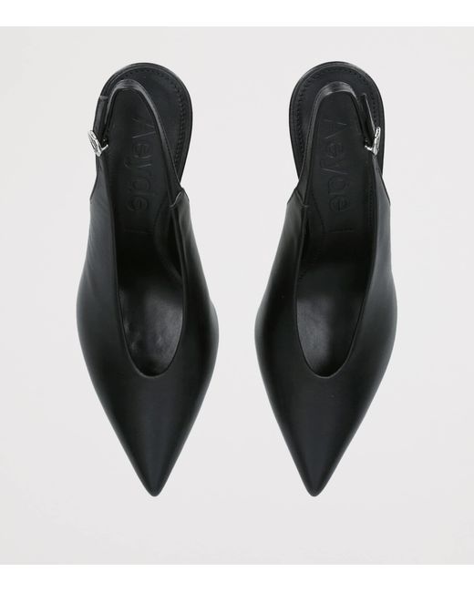 Aeyde Black Leather Carla Slingback Pumps 75