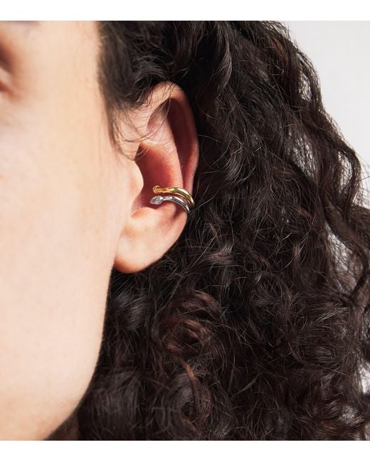 L'Atelier Nawbar Metallic And Diamond Lot N*93 Boa Double Ear Cuff