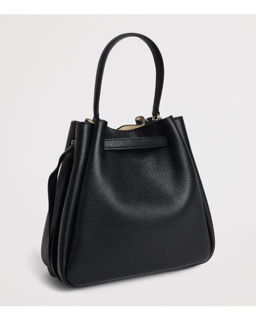 Tory Burch Black Leather Romy Bucket Bag
