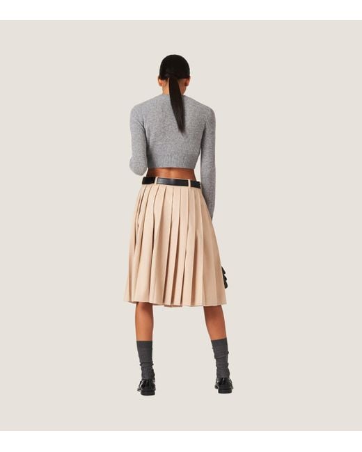 Miu Miu Gray Cashmere Logo Sweater