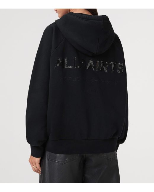 AllSaints Black Cotton-Blend Oversized Talon Underground Hoodie
