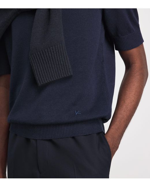 Isaia Blue Silk-Linen T-Shirt for men