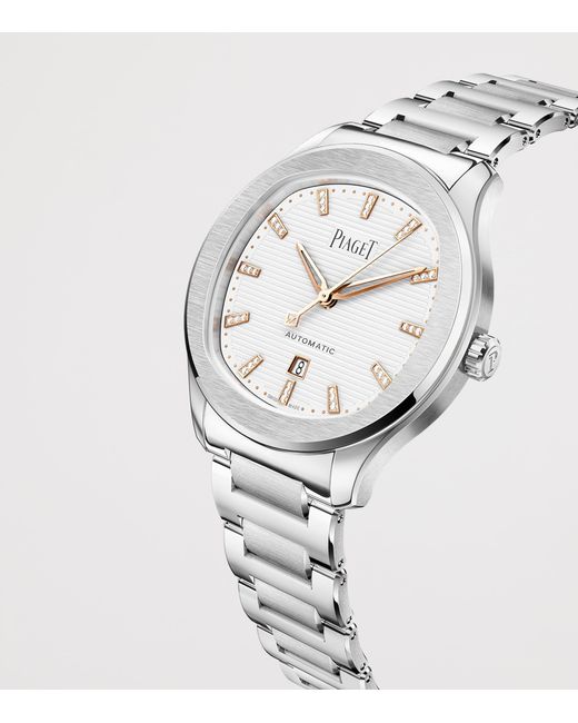 Piaget Metallic Stainless Steel And Diamond Polo Date Watch