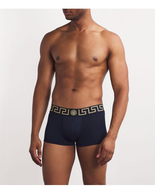 Versace Blue Greca Low-Rise Trunks for men