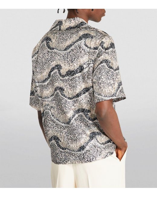 Amiri Gray Silk Short-sleeve Embellished Shirt for men