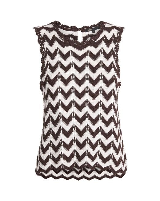 Maje Black Cotton Zigzag Crochet Top
