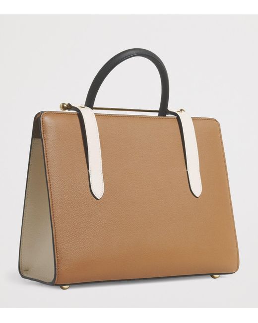 Strathberry Brown Midi Leather Tote Bag