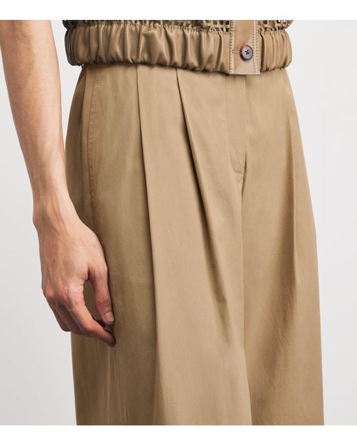 Lafayette 148 New York Natural Cotton Plated Wide-Leg Trousers
