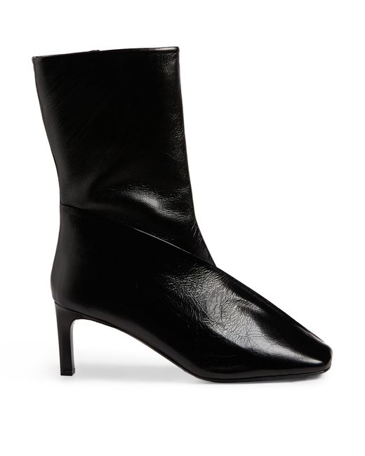 Jil Sander Black Leather Ankle Boots 65