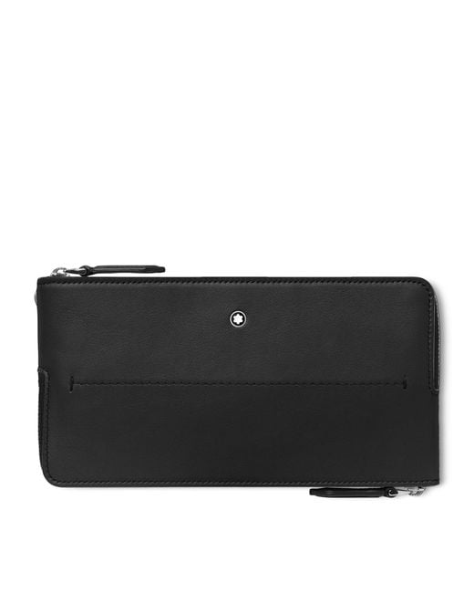 Montblanc Black Leather Meisterstück Double Phone Pouch for men