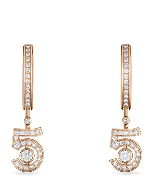 Chanel Metallic And Diamond Eternal N°5 Drop Earrings